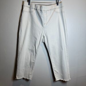 Eileen Fisher Cream Capri Pants Frayed Cuffs Size XL